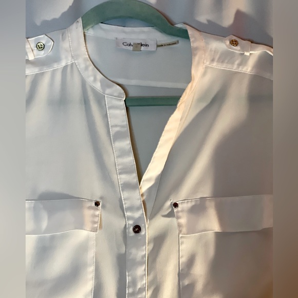 Calvin Klein Ladies Top Business Casual Ivory Cream size Small classic - Picture 2 of 5